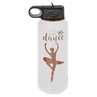 32oz Polar Camel water bottle, White Powder coat with Rose Gold Plating